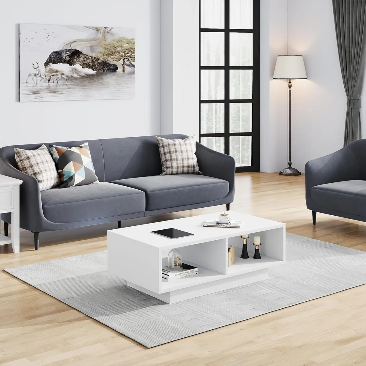 Coffee Table White Middle Tea for Living Room - Image 4