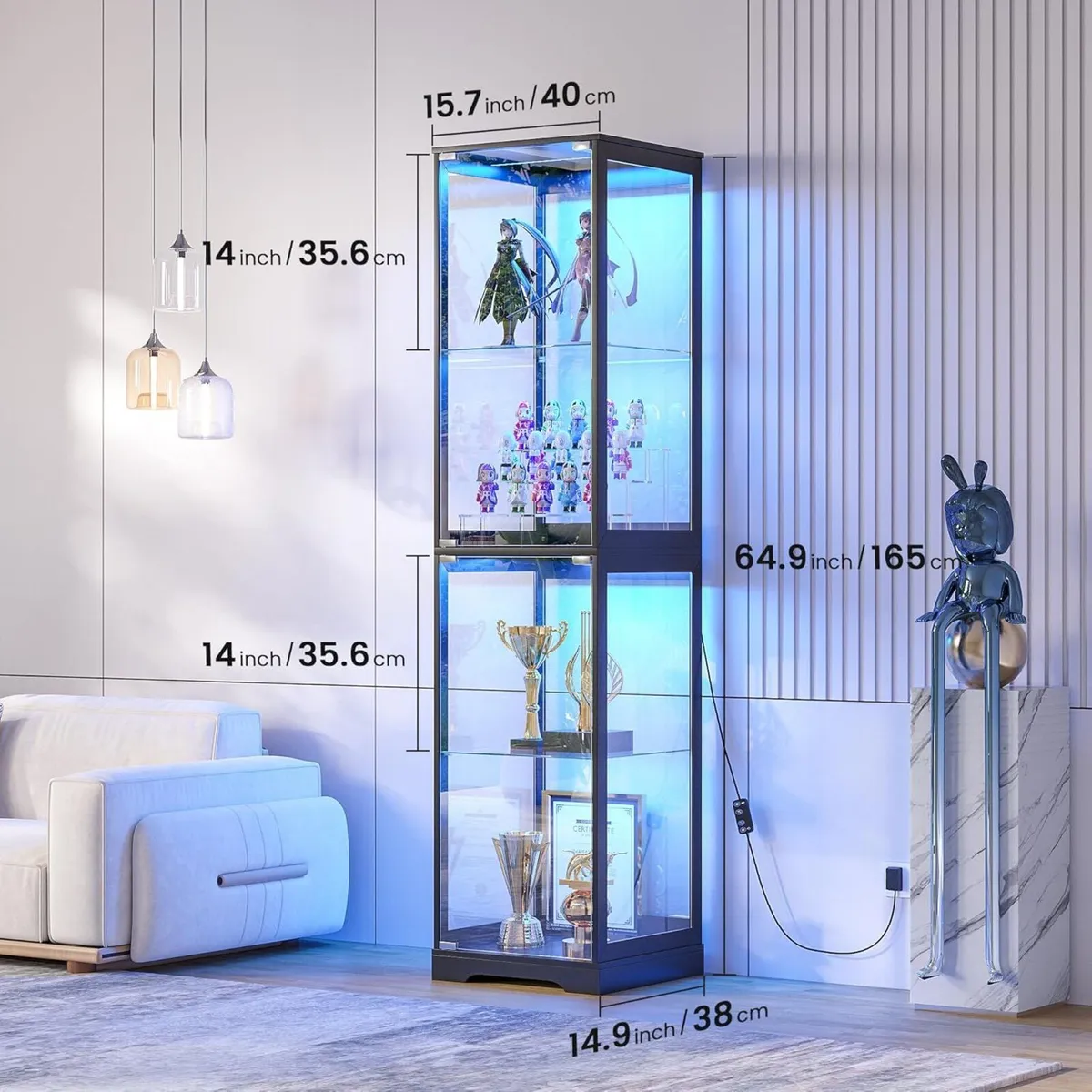 Glass Display Cabinet with Doors 165CM Tall - Image 2