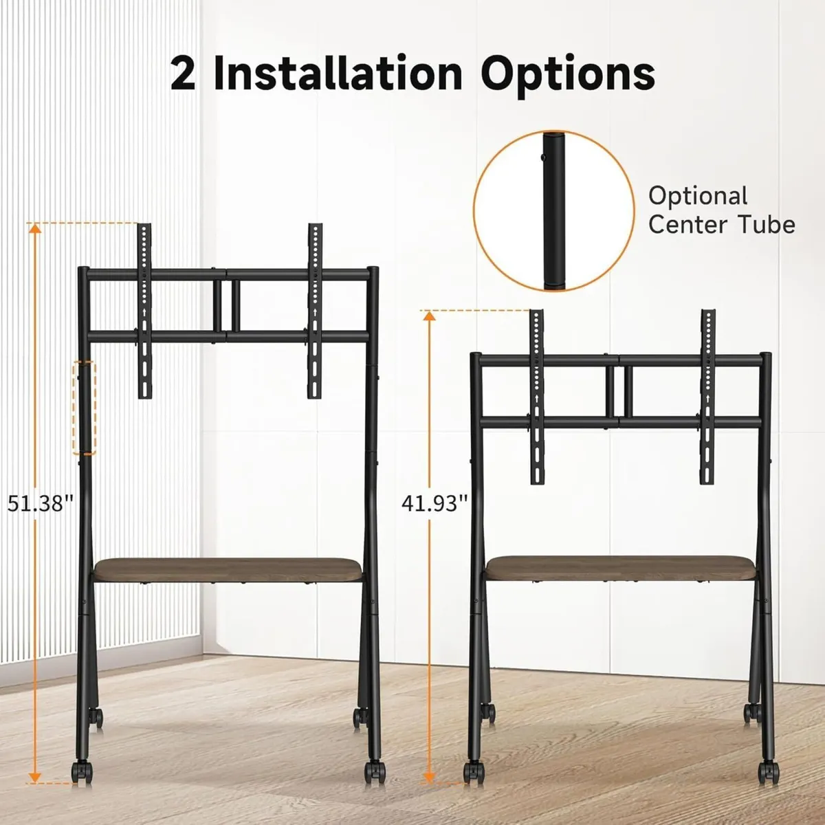 Easel Rolling TV Stand for 32-80 Inch up to 55kg - Image 2