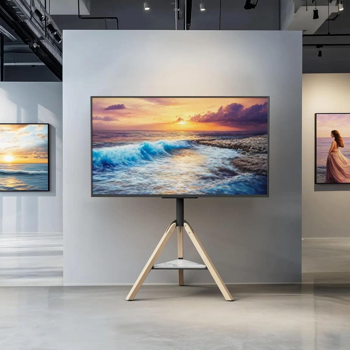 Tripod Easel TV Stand for 40-75 Inch Screen with - Image 1