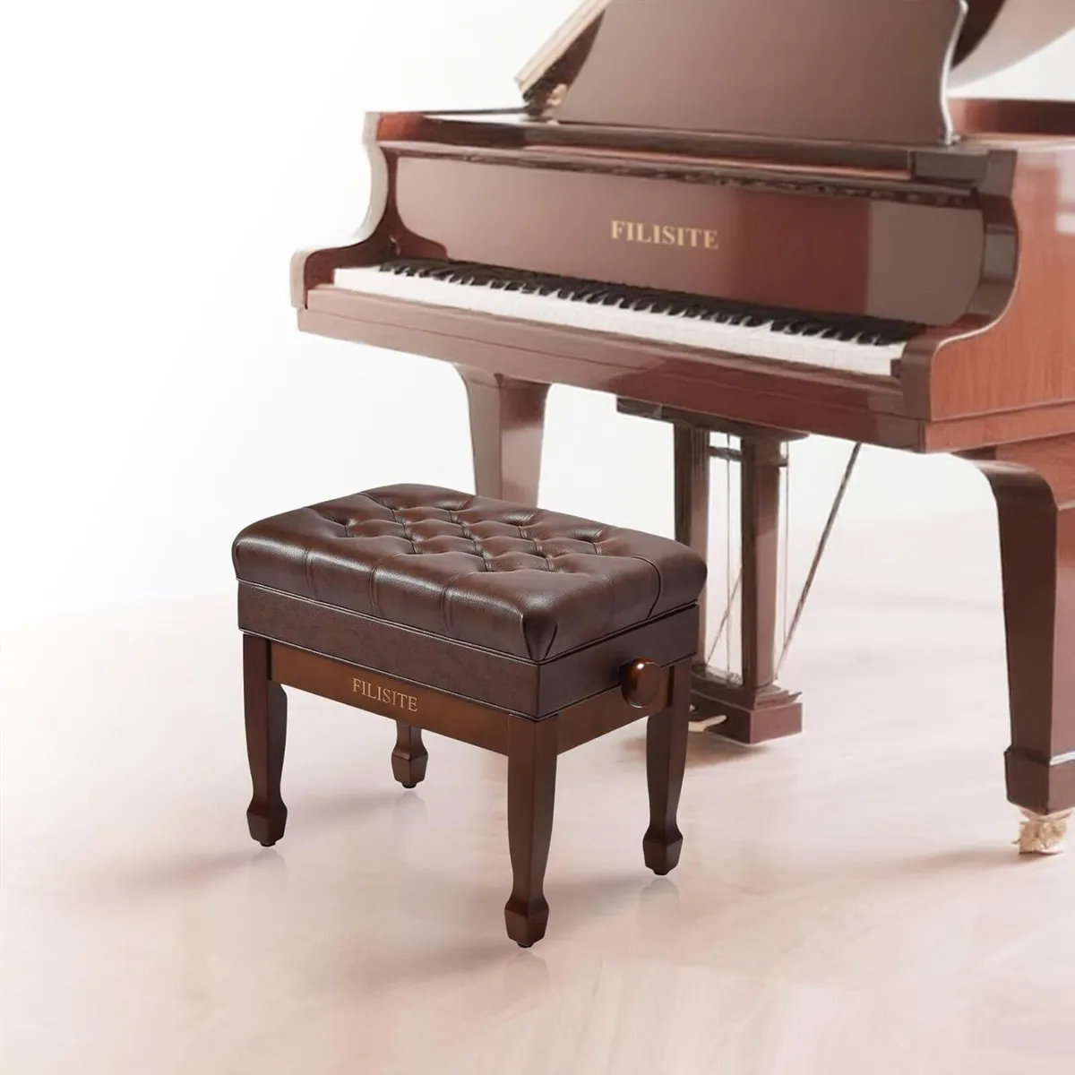 Adjustable Height Piano Bench with Storage Heavy - Image 2