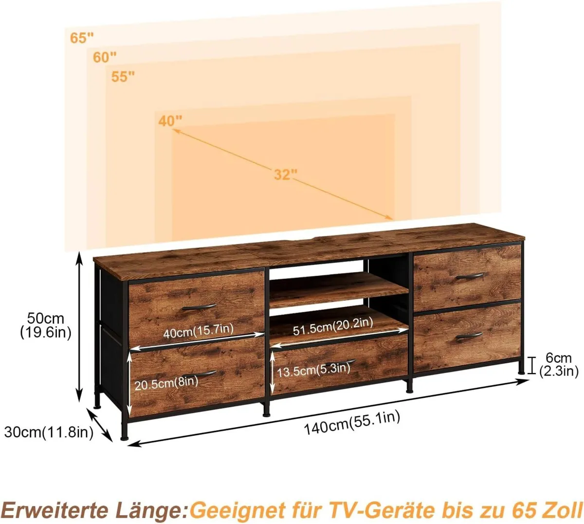 TV Cabinet Lowboard for TVs up to 65 Inches Board - Image 3