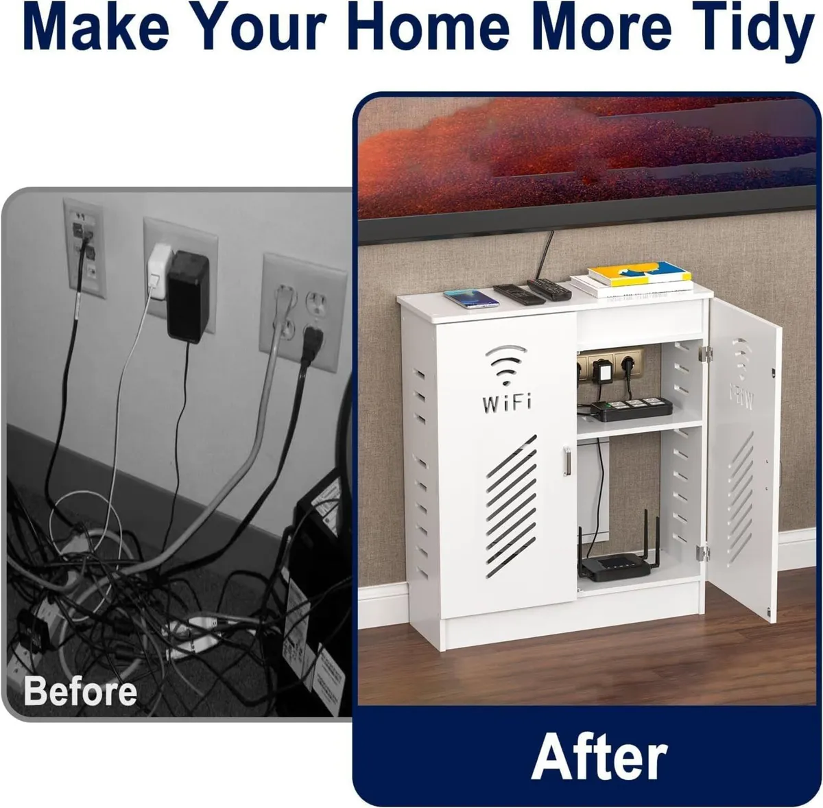 WiFi Router Storage Box Cabinet Wireless TV Cable - Image 4