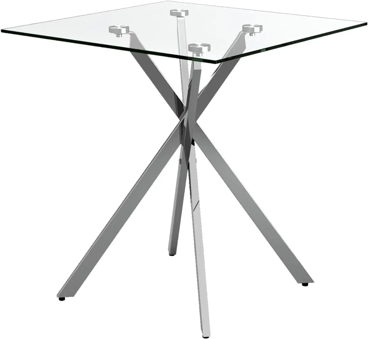 Small Glass Table Sofa Side with Silver Chrome - Image 2