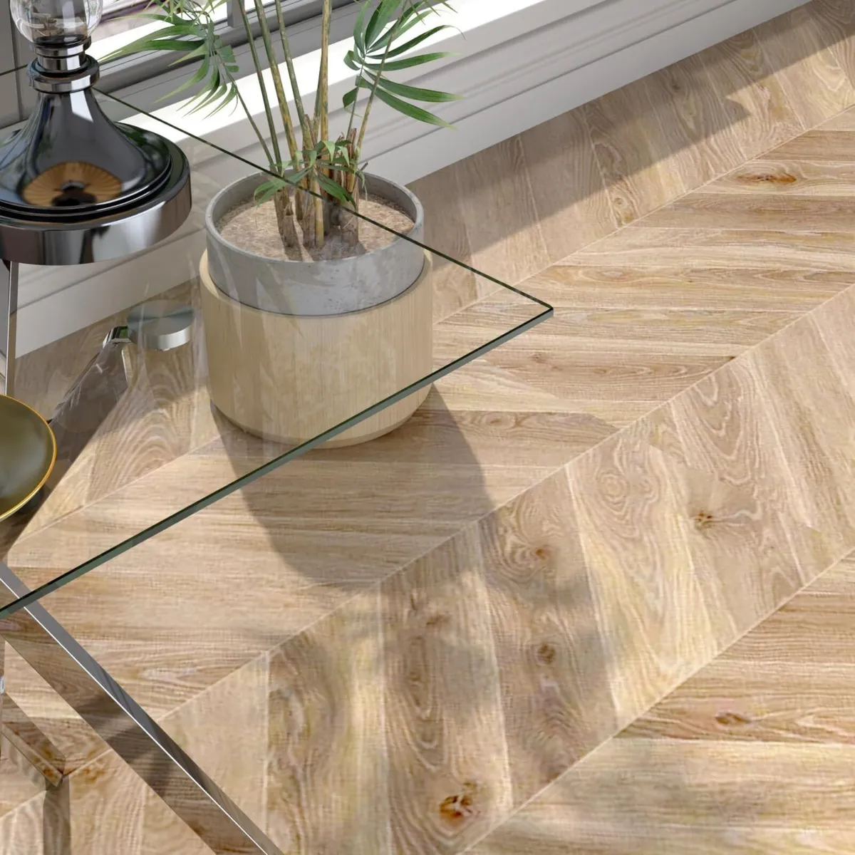 Small Glass Table Sofa Side with Silver Chrome - Image 3