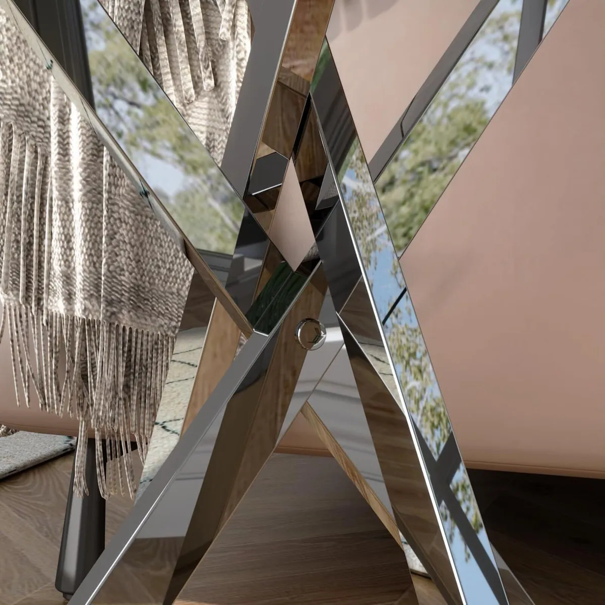 Small Glass Table Sofa Side with Silver Chrome - Image 4