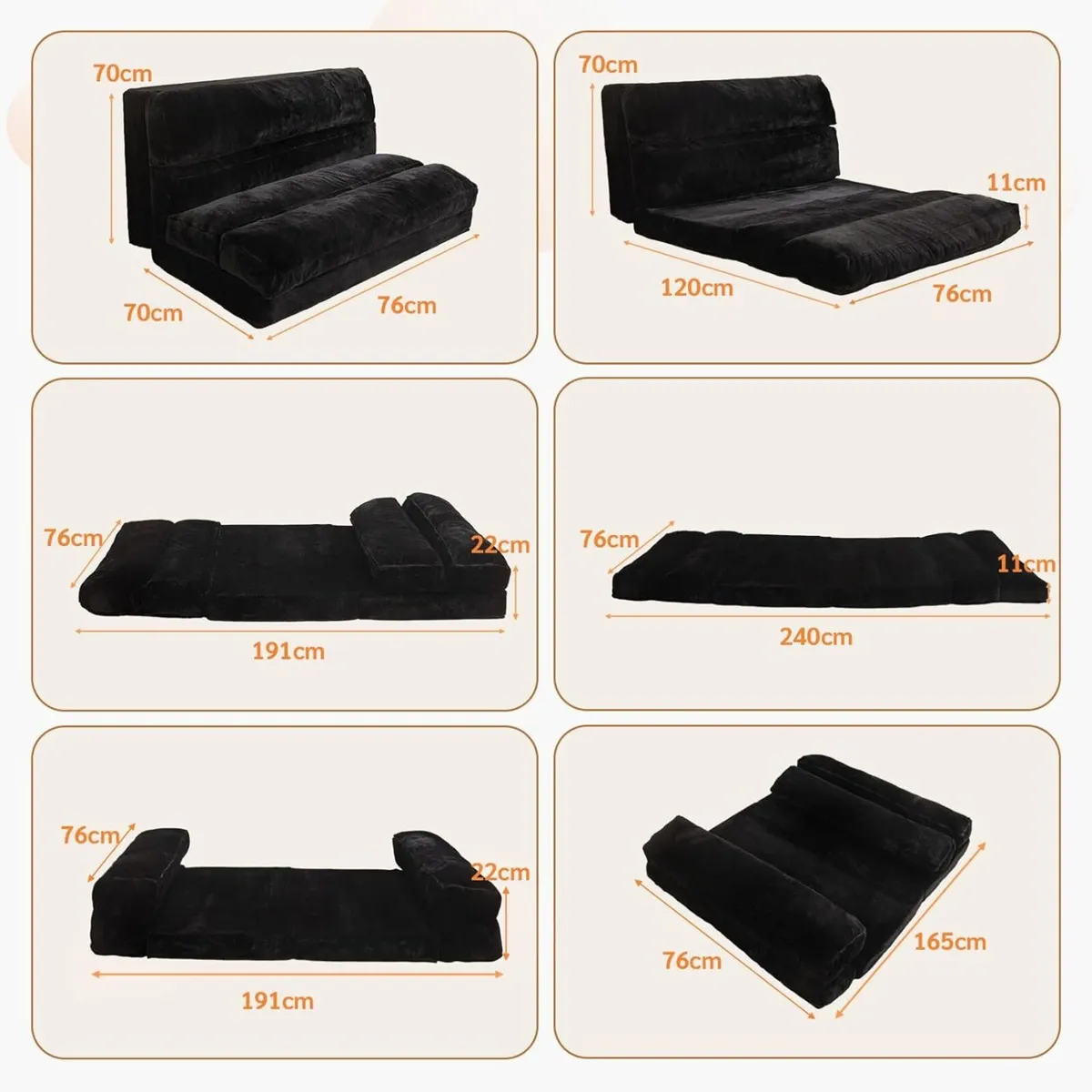 Bean Bag Bed Folding Sofa Mattress for Adults - Image 2
