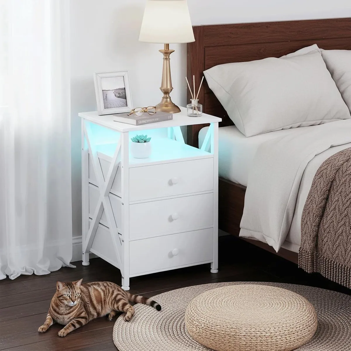 Bedside Table Set of 2 with Charging Station Side - Image 4