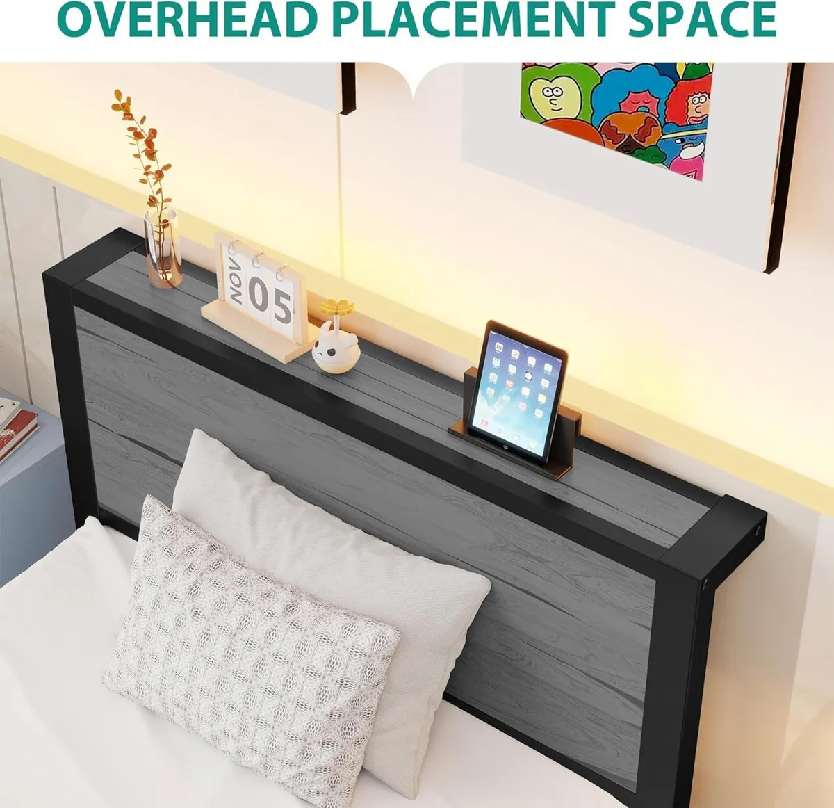 Wooden Single Bed Frame with Storage Headboard - Image 4