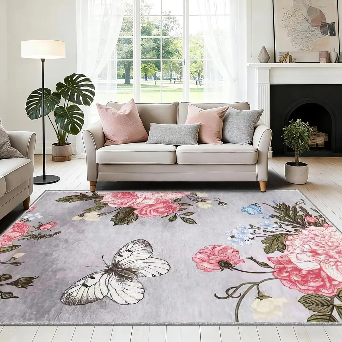 Vintage Floral Bedroom Rug 140x200cm Machine - Image 2