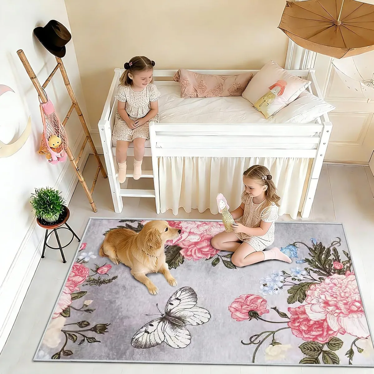 Vintage Floral Bedroom Rug 140x200cm Machine - Image 3