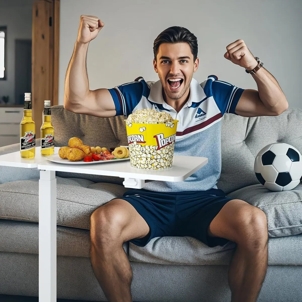 Height Adjustable Overbed Table with Wheels - Image 2