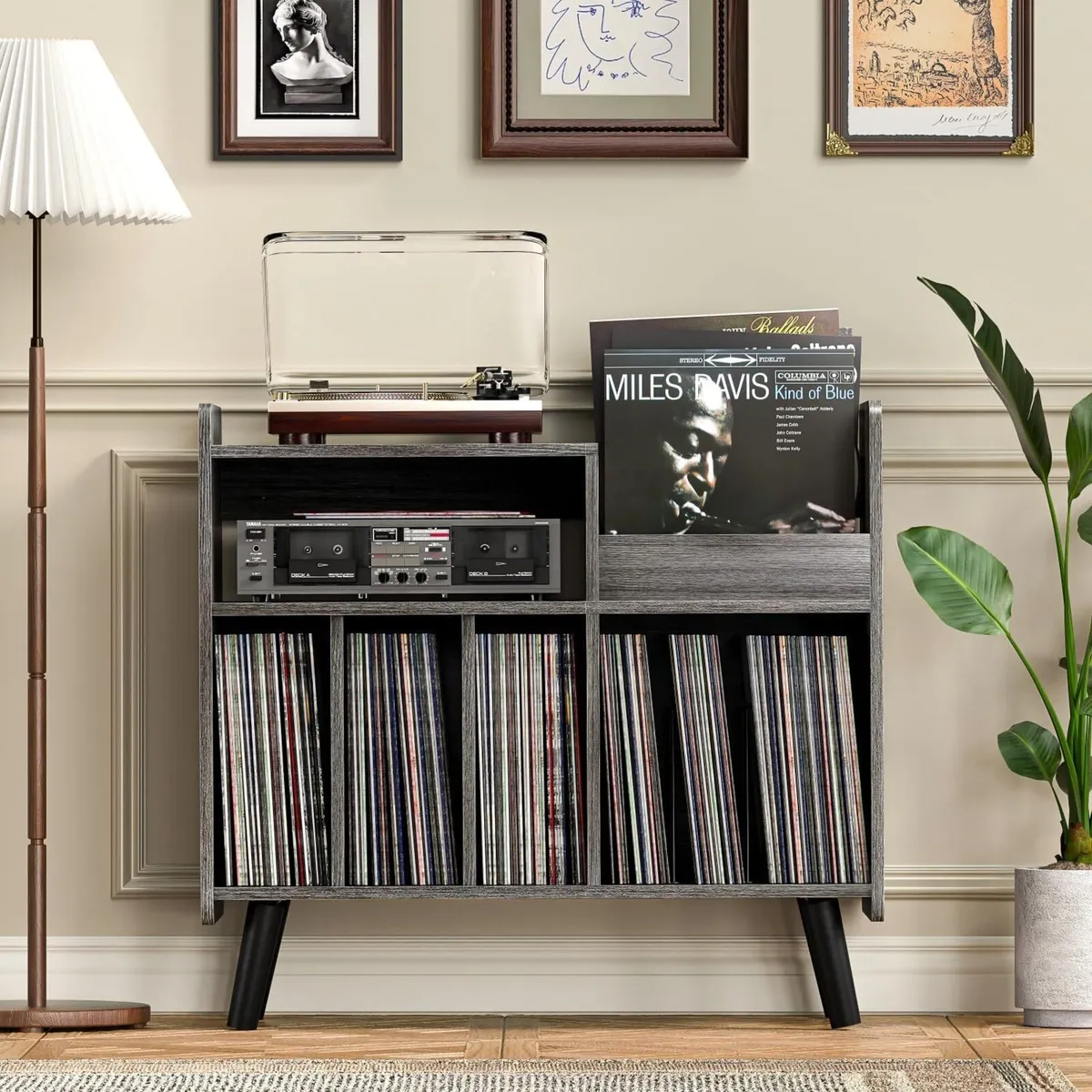 Record Player Stand Large Table Cabinet with Open - Image 4