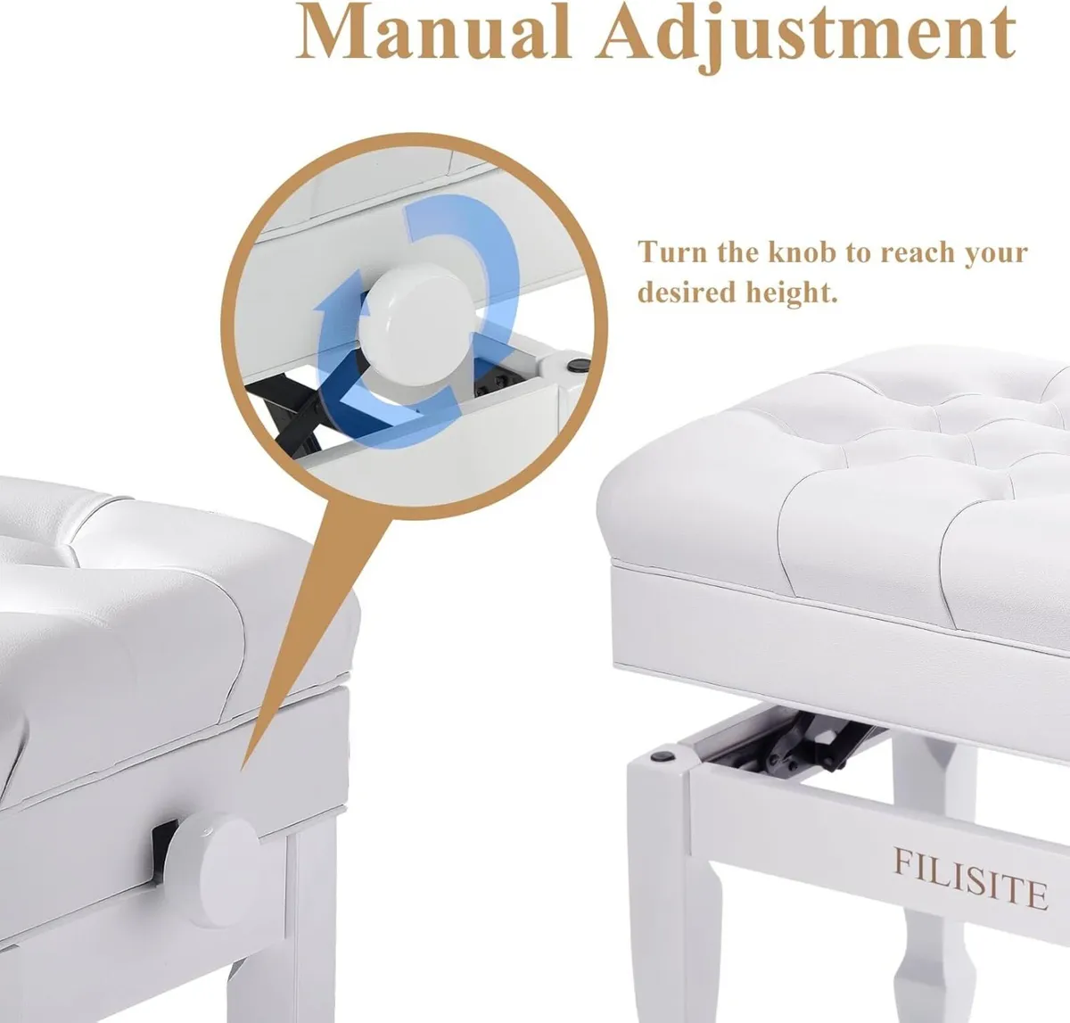 Adjustable Height Piano Bench with Storage Heavy - Image 4