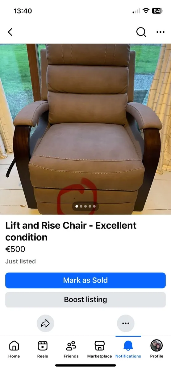 Lift and Rise recliner chair - excellent condition - Image 1