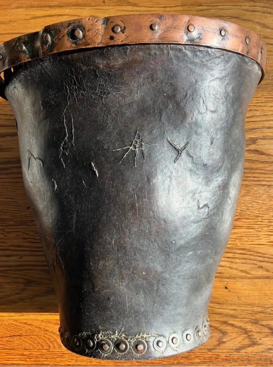 Rare Antique Leather & Copper Fire Bucket - Image 1