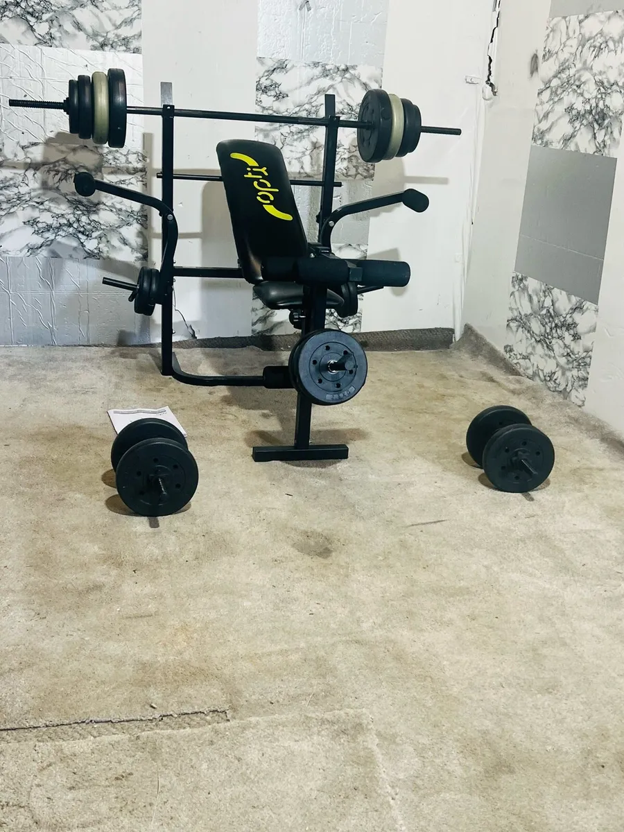 OPTI WEIGHT BENCH 50KG WEIGHTS BAR DUMBBELLS - Image 3