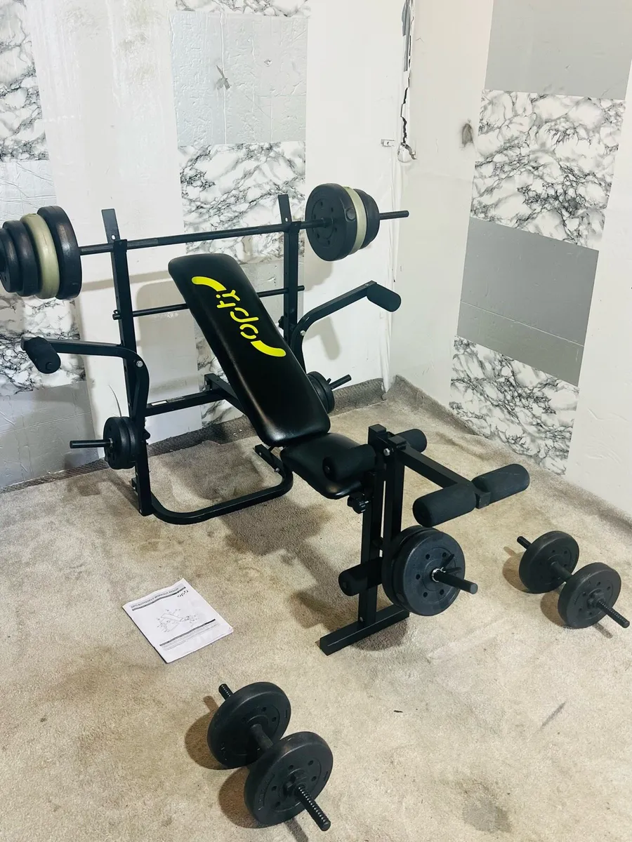 OPTI WEIGHT BENCH 50KG WEIGHTS BAR DUMBBELLS - Image 4