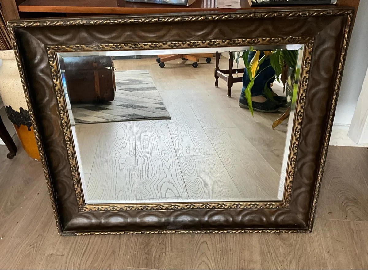 Extra Large Antique Brass & Metal Wall Mirror - Image 3