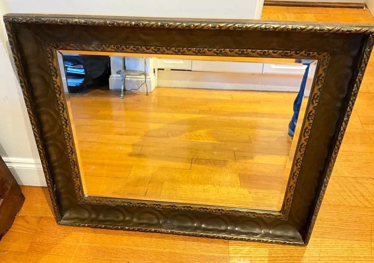 Extra Large Antique Brass & Metal Wall Mirror - Image 1