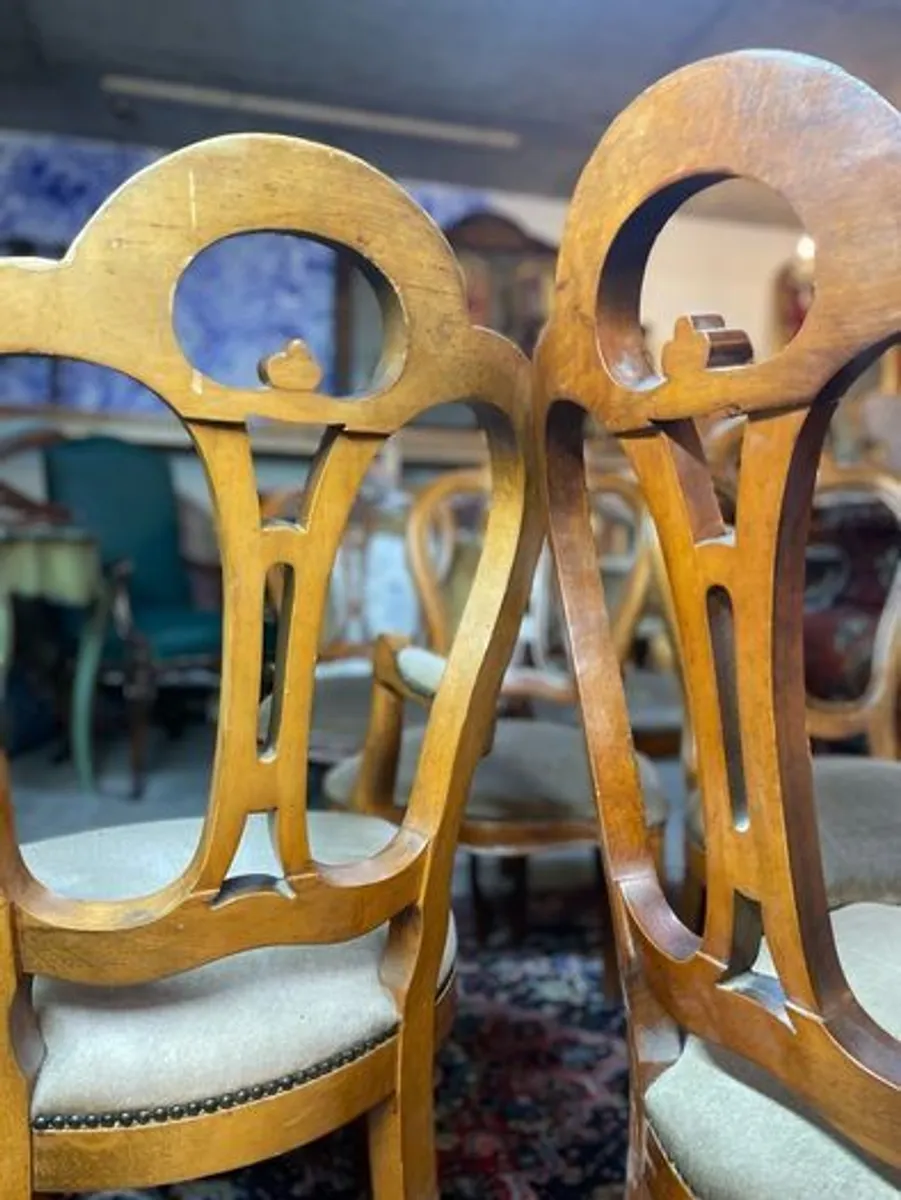 A Fabulous Set of 6 Walnut Veneer Vintage Italian Dining Chairs. - Image 2