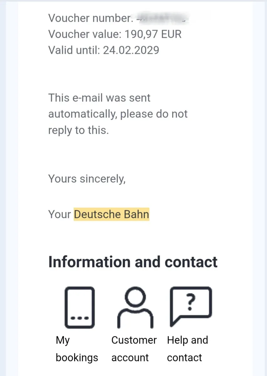 DB Train Ticket Voucher - Image 2