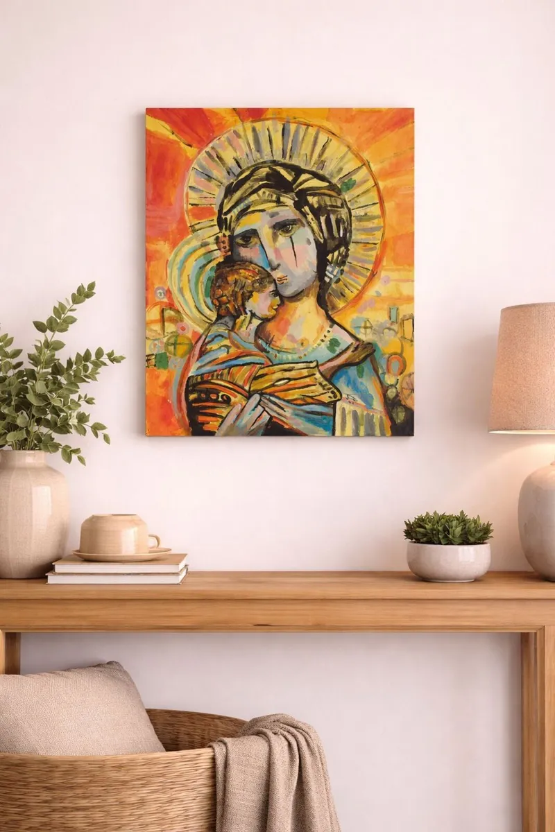 Modern Madonna & Child Acrylic Painting - Image 1