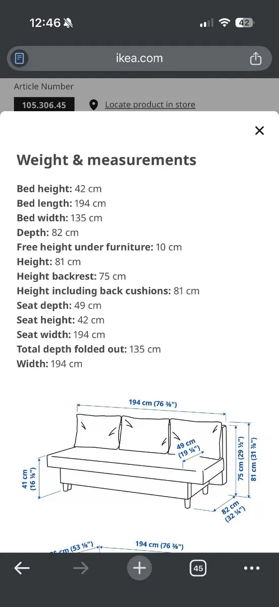 IKEA 3-seat sofa bed with storage - Image 3