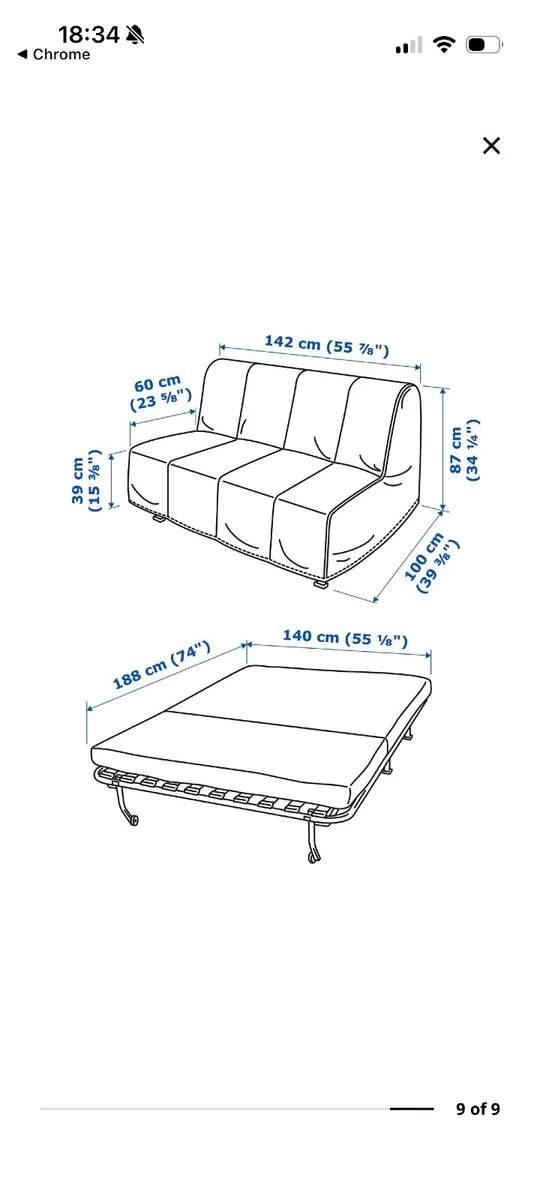Two Seater Sofa bed - Excellent Condition - Image 2
