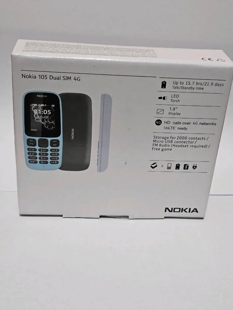 New Latest 4G Mobile Phone Dual SIM-Free Nokia 105 - Image 1