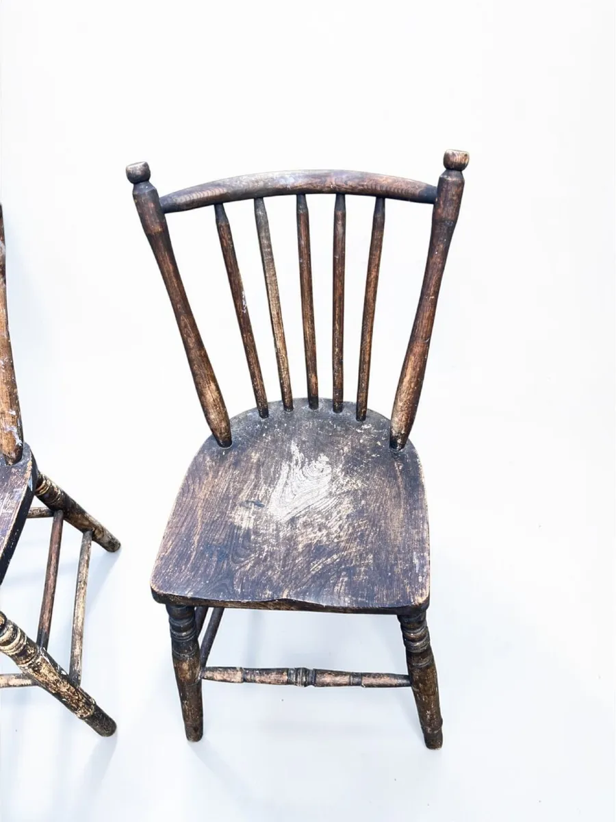 Antique Kitchen Chairs x 2 - Rustic - Image 4