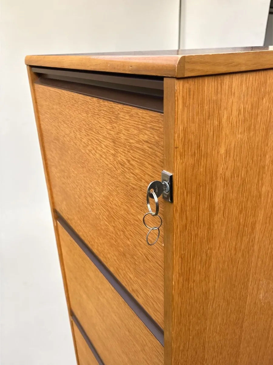 Filing Cabinet - Wooden- 4 Drawer- With Key - Image 4