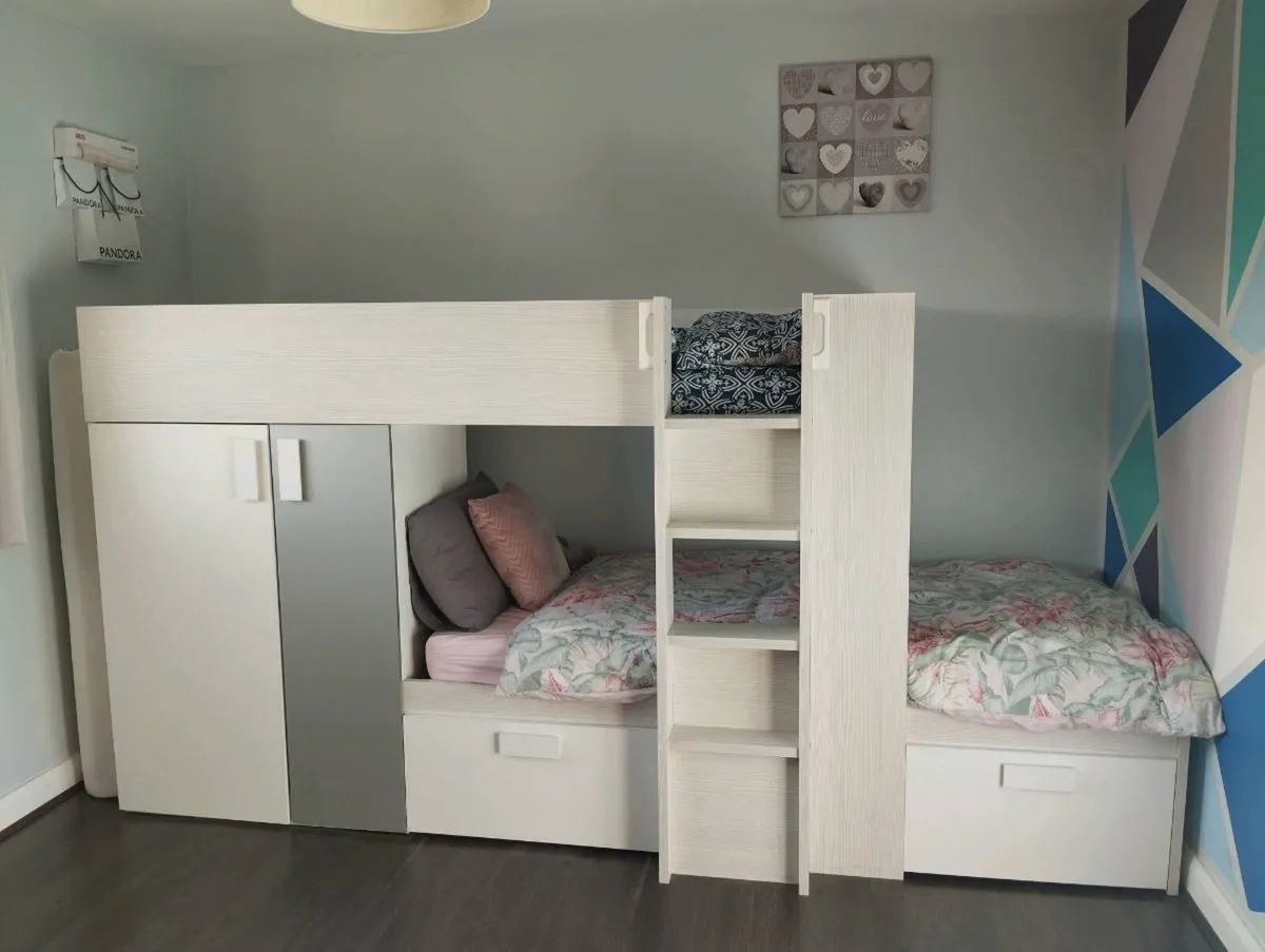 Bunk bed with wardrobe and storage - Image 1