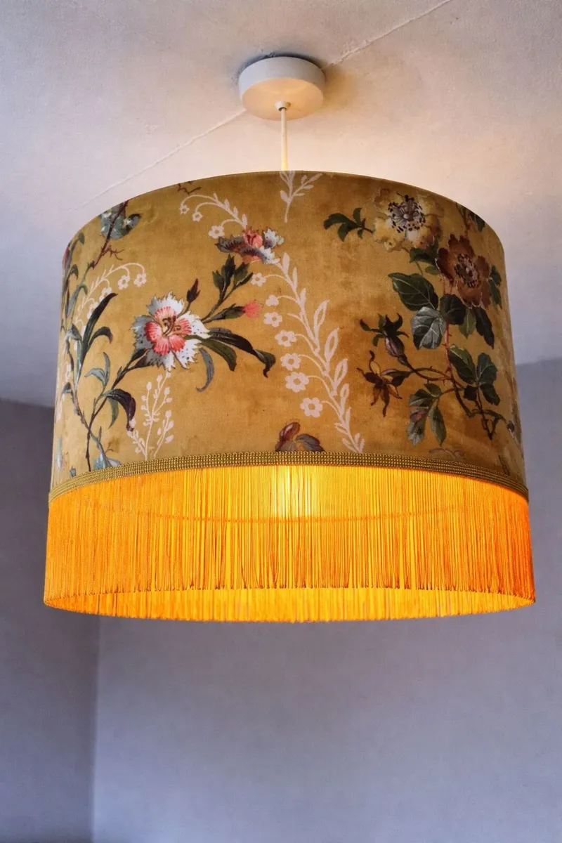 Smaller Velvet Hanging Lampshade with Tassels