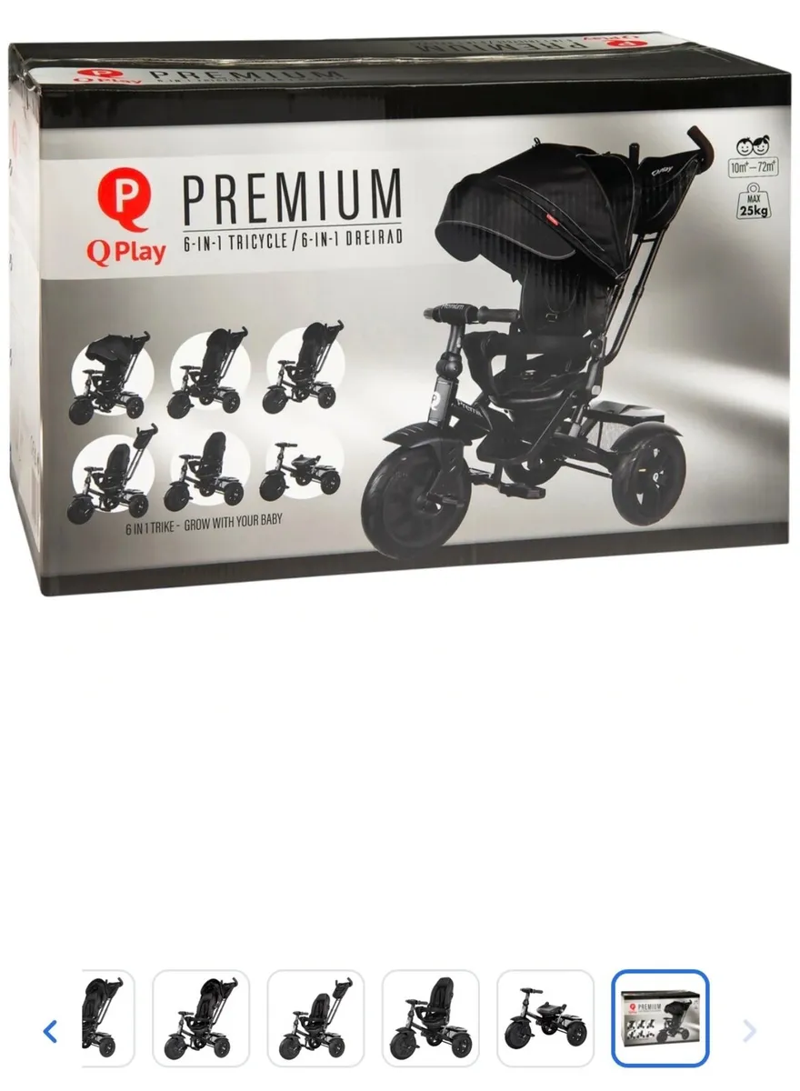 QPlay Premium 6-in-1 Trike Black - Image 1