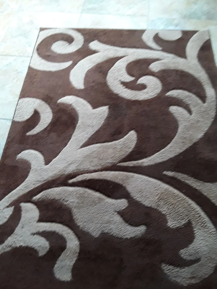 Lovely chocolate brown beige rug for living room - Image 1