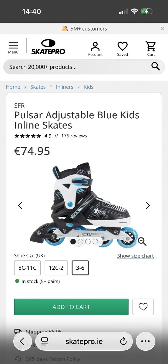 Pulsar Adjustable Blue Kids Inline Skates - Image 1
