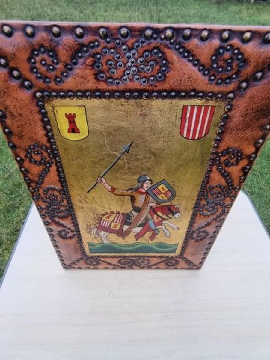 Vintage painting on the skin of a medieval knight - Image 4