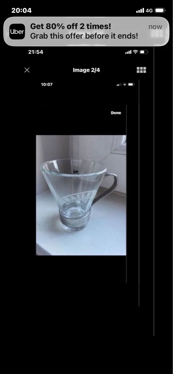 Rare Baileys Glasses Set with Metal Handles - Image 2