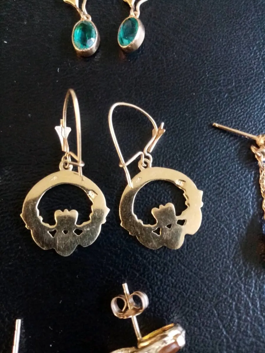 14k Solid Gold Earrings, 5 Pairs - Image 4