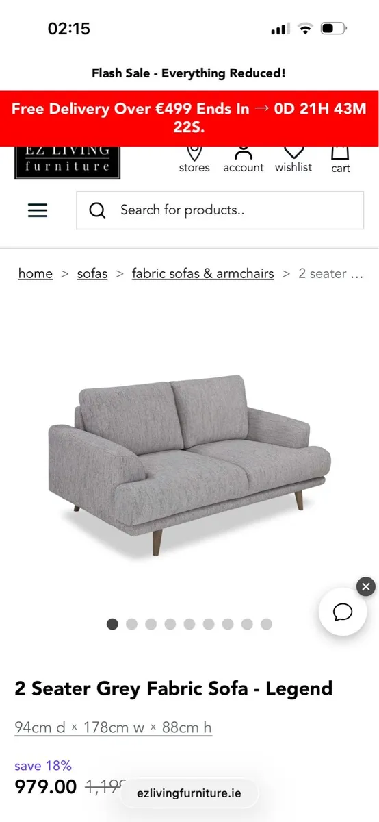 Light grey 2 seater couch - Image 3