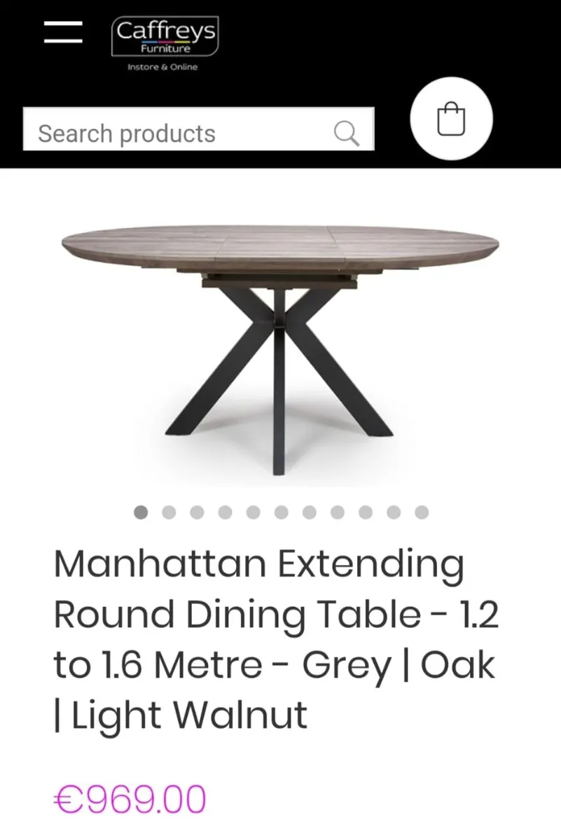 GREY Extending Round Dining Table - 1.2 to 1.6 - Image 1