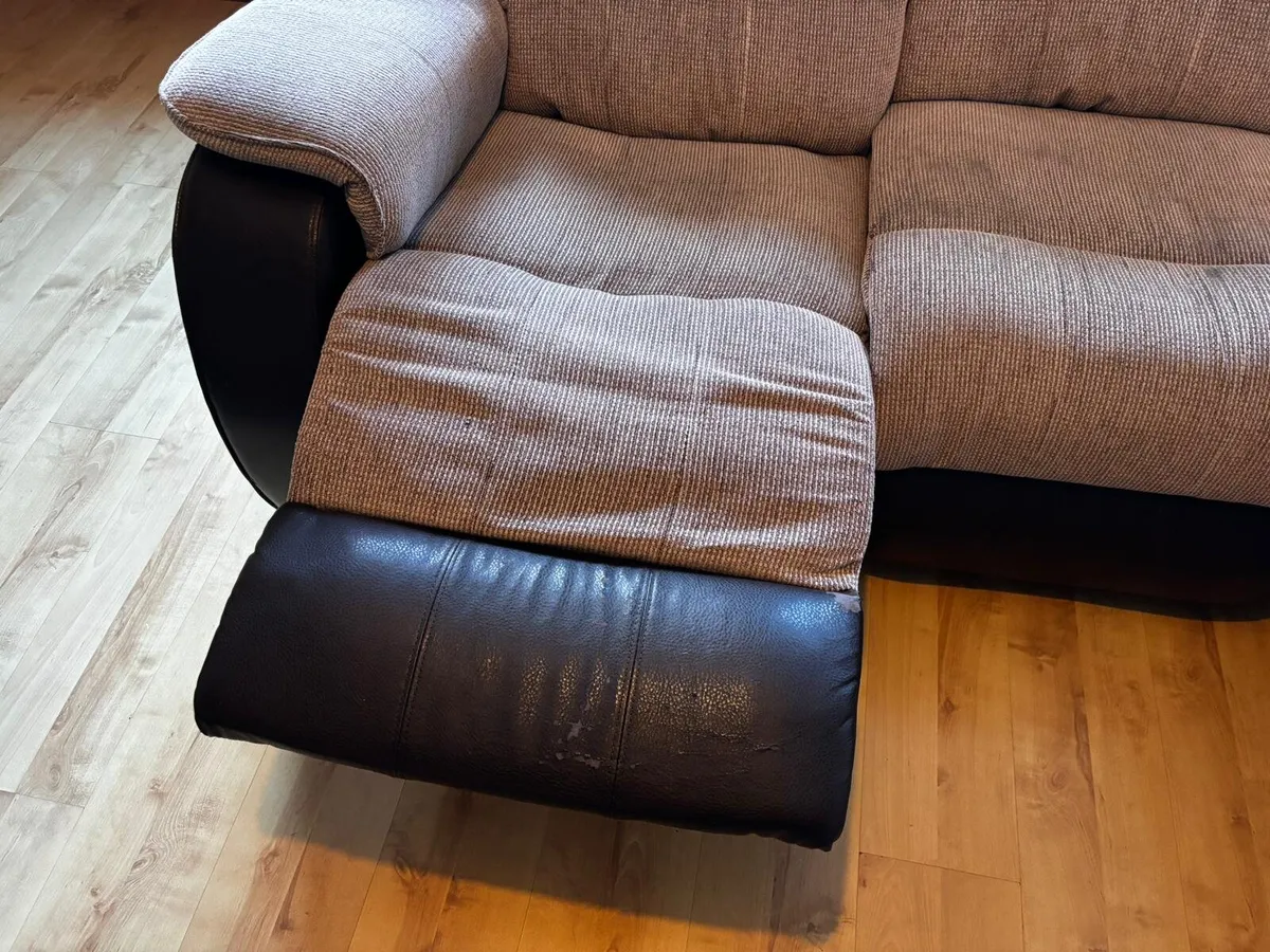 Brown and beige recliner couch - Image 1