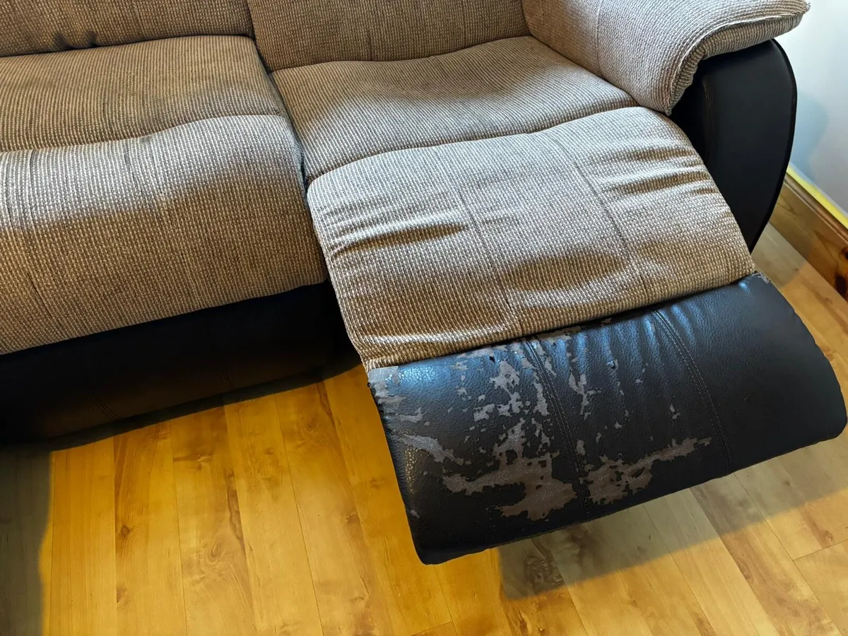 Brown and beige recliner couch - Image 2