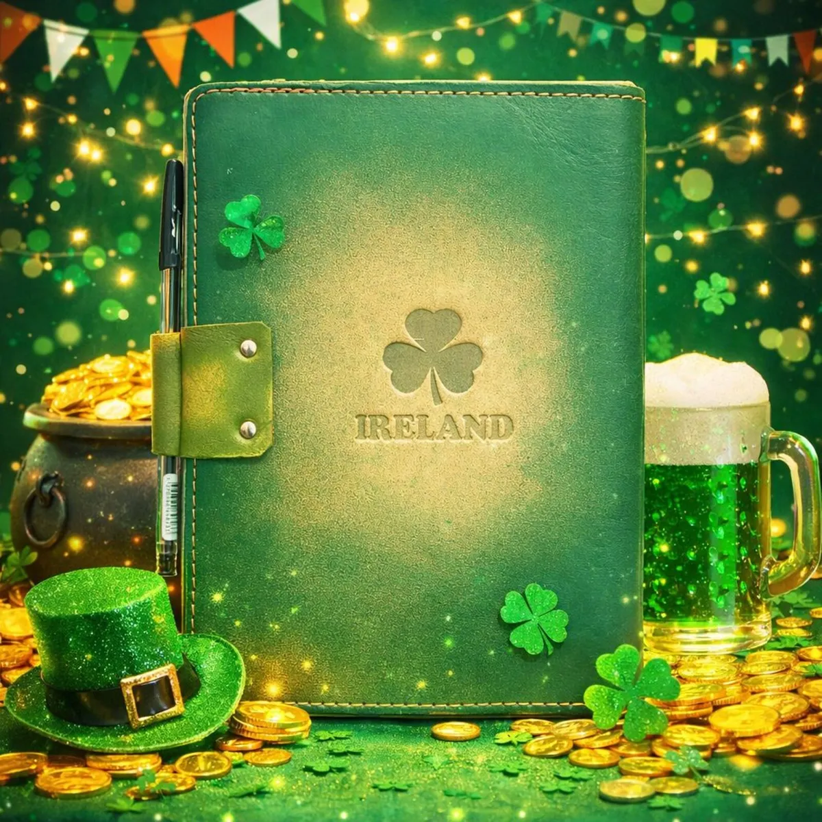 St. Patrick’s Day Genuine Leather Green Diary - Image 2