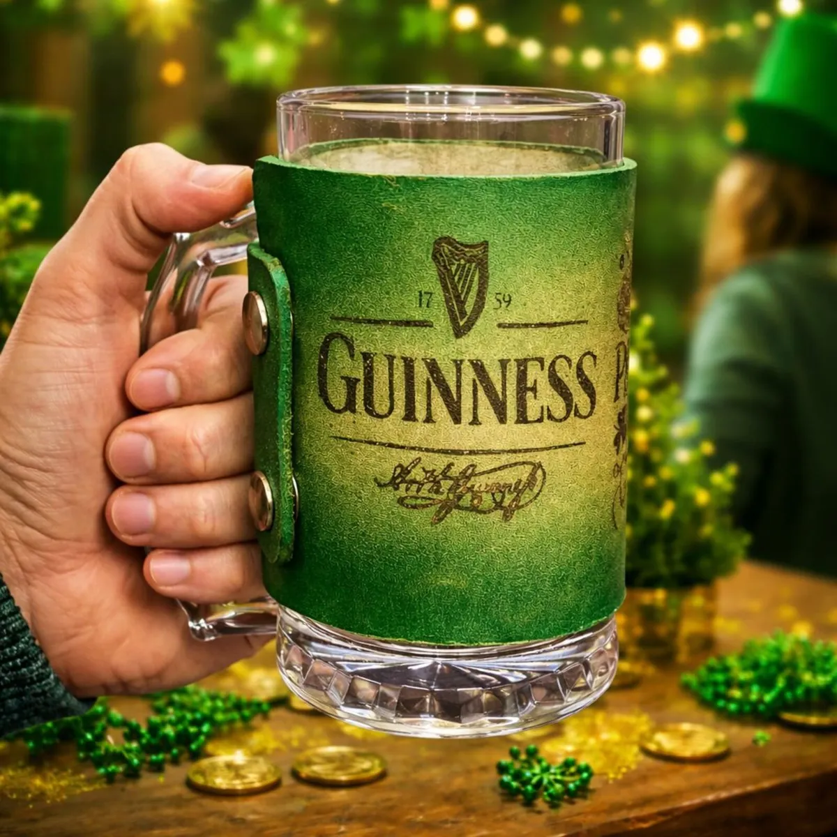 St Patrick’s Day Genuine Leather Beer Mug - Image 1