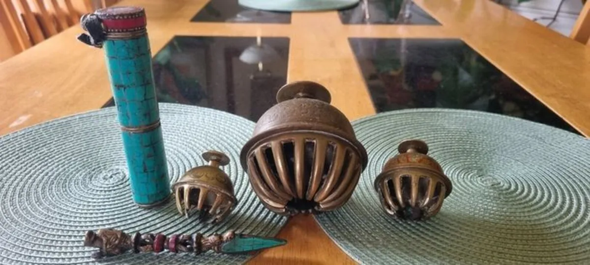Vintage Tibetan Bells with Amulet - Image 2