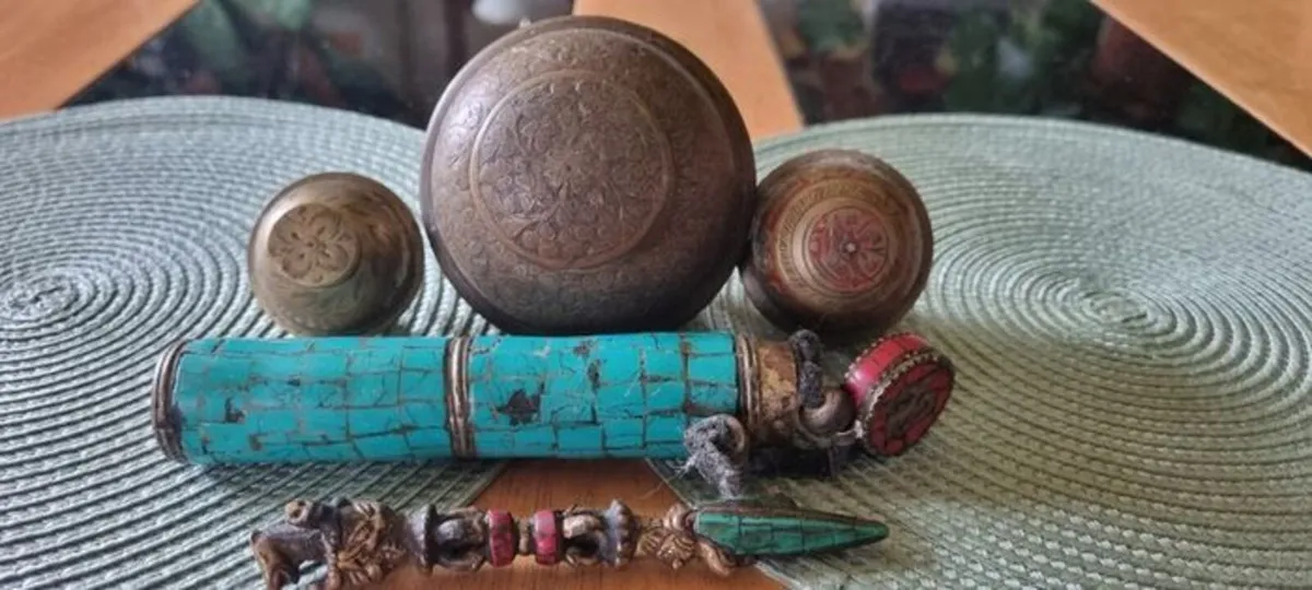 Vintage Tibetan Bells with Amulet - Image 3