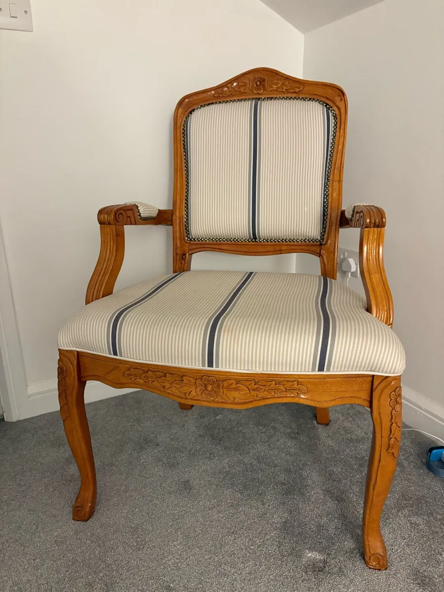 French Louis XV Style Armchair – Carved Wood - Image 1