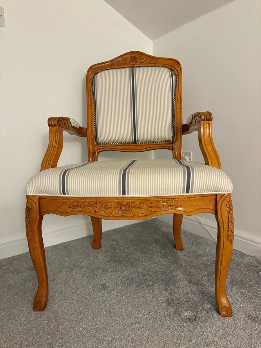 French Louis XV Style Armchair – Carved Wood - Image 2